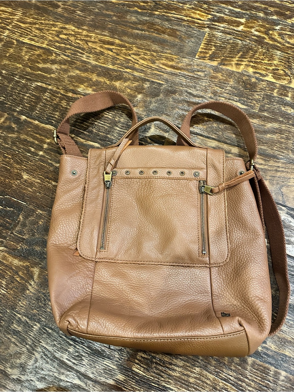 The Sak Brown Convertible Leather Backpack Tote